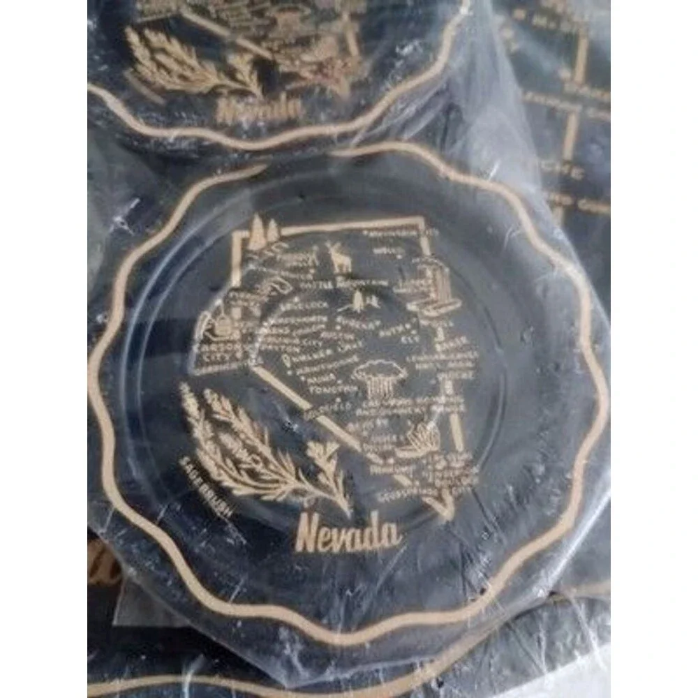 Nevada State Decorated Souvenir Tray w/6 Coasters Las Vegas Goodsprings NOS New